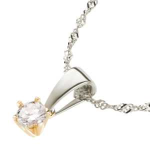 Collier Anhänger Kette 585 Gold bicolor Weißgold 0,15ct Diamant Brillant Solitär