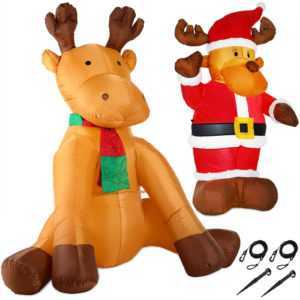 Riesiges Rentier aufblasbar LED beleuchtet XXL Deko Weihnachten Figur Elch