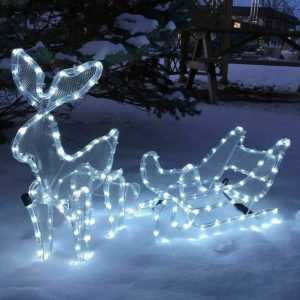 LED Rentier mit Schlitten für innen außen beleuchtet LED kaltweiß Weihnachten