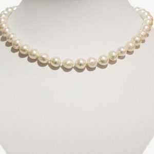 Perlen-Kette Halskette Collier 585er Gelb-Weiß-Gold  Bi-Color Diamanten