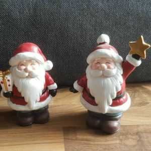 Deko Figur Set 2-teilig Weihnachtsmann aus Keramik 15cm Weihnachtsdeko ???