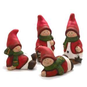 4 x Weihnachts Wichtel aus Keramik Deko Weihnachten je 12,5 cm Geschenkidee