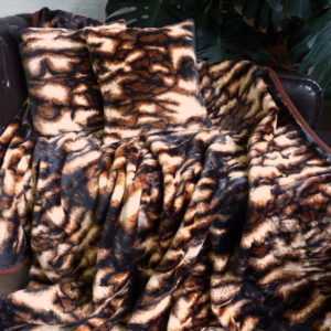 3tlg. Set KUSCHELDECKE Tagesdecke Tiger-Design dunkel 160x200cm +