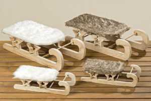 Deko-Schlitten Winterdeko Weihnachtsdeko Holz weiß braun versch. Größen