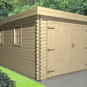 Holzgarage 28mm Flachdach Garage Holz mit Holztor - 3.3x5.1M  Emmen EB28209