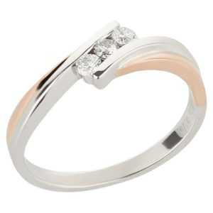 Goldring 375 Gold Diamant Brillant Spannfassung Rosegold Weißgold Verlobungsring