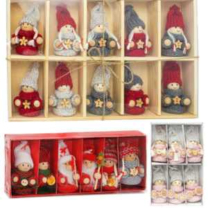 BRUBAKER Weihnachtswichtel Christbaumschmuck Deko Figur 8cm Wichtel Anhänger Set