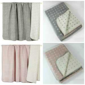 pad home Decke Dot Punkte grau rosa 150x200 Baumwolldecke