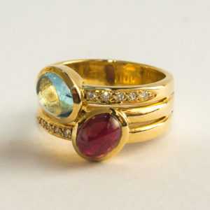 Ring Goldring 10 Diamanten Schmuckstein 585er Gelbgold Gold 14 Karat 10,95 Gramm