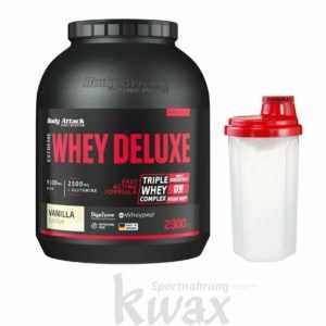(19,37 Euro/Kg) Extreme Whey Deluxe 2300g Body Attack 2,3Kg + Shaker od. Auswahl