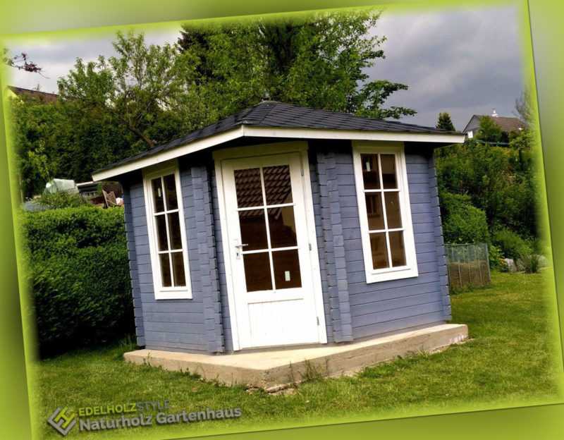 5-Eck Gartenhaus aus Holz ohne Fußboden, 2.6x2.6M Blockhaus 40mm, Leer EB40021OF