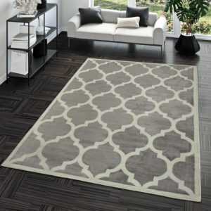 Kurzflor Teppich Modern Marokkanisches Design Wohnzimmer Interior Trend Grau