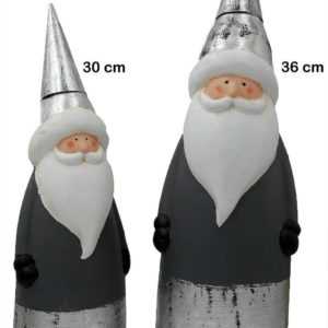 Grosse Figur Weihnachtmann Keramik 30 oder 36 cm grau silber weiss SANTA DEKO ♥