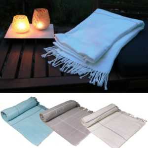 Premium Sommer Wohndecke Karo mit Fransen Sommerdecke Kuscheldecke