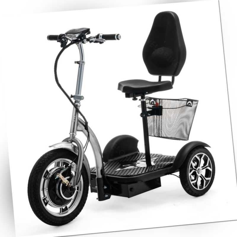 3 Rad Elektromobilität Roller Seniorenmobil Dreirad mit korb Silber VELECO ZT16