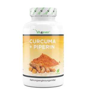 (9,21 EUR/100 g) Vit4ever Curcuma Piperin 360 Kapseln Glutenfrei