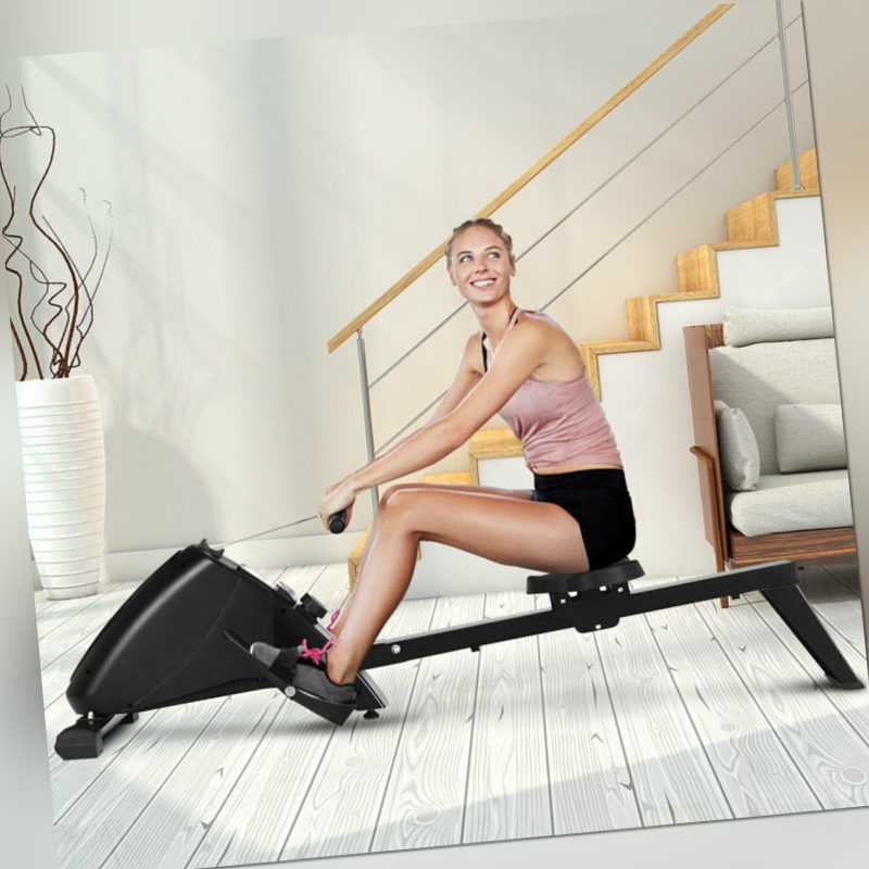 Rudergerät Rudermaschine Ruderbank Heimtrainer Fitnessgerät, bis 120 kg, schwarz