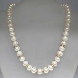 Kette mit ca. 0,50ct W-IF Brillant und Süßwasser Zuchtperlen an 750/18K Gelbgold