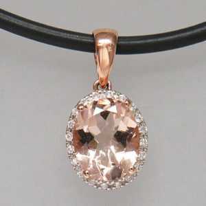 Anhänger mit ca. 0,20ct W-si Brillant und Morganit Besatz in 585/14K Rosegold