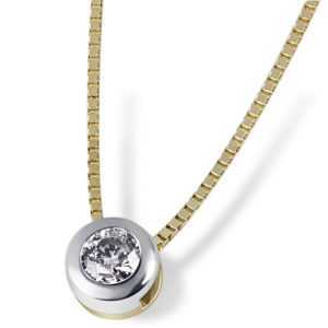 Goldmaid Kette Halskette Solitär 585 Weissgold Gold 1 Brillant Lupenrein 0,10 ct