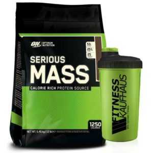 (9,36 EUR/kg) Optimum Nutrition Serious Mass 5450g Weight Gainer + Shaker