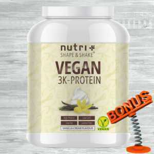 Nutri-Plus Shape & Shake Vegan 3K Protein 1kg Dose + Bonus