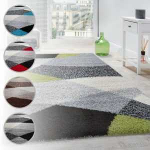 Shaggy Teppich Hochflor Langflor Weich Geometrisch Gemustert Verschied. Farben