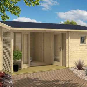 44 mm Gartenhaus Dundee Gerätehaus ca 595x390 cm Blockhaus Holzhaus Schuppen