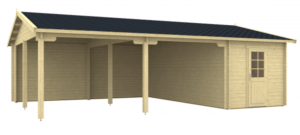 Doppel-Carport-Garage Vaasa 70-Iso 8,36x5,95m + Abstellraum inkl. 28mm Holzboden