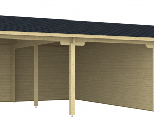 Doppel-Carport-Garage Vaasa 70-Iso 8,36x5,95m + Abstellraum inkl. 28mm Holzboden