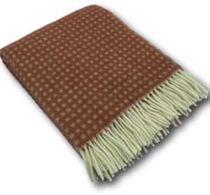 Wolldecke Tagesdecke Überwurf Wollplaid Decke 100% Wolle rot/creme