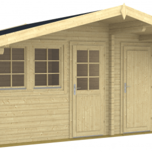 Gartenhaus Pedro 70-A 4,45 x 3,20 m Blockhaus mit Abstellraum und Vordach 1,50