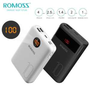 ROMOSS Powerbank 10000mAh Externer Zusatz-Akku 2*USB schnell Ladegerät Für Handy