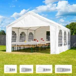 Partyzelt 3x2 - 6x12 m Festzelt Pavillon 100% Wasserdicht & UV-Schutz weiß