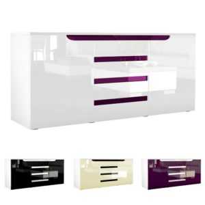 Sideboard Kommode Anrichte Highboard Sylt in Weiß - Hochglanz und Naturtöne