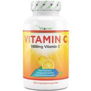 VITAMIN C - 365 Tabletten 1000mg + Hagebuttenextra + Citrus-Bioflavonoiden Vegan
