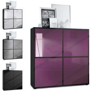Highboard Sideboard Kommode Schrank Cuba V2 Schwarz, Hochglanz & Designdekor