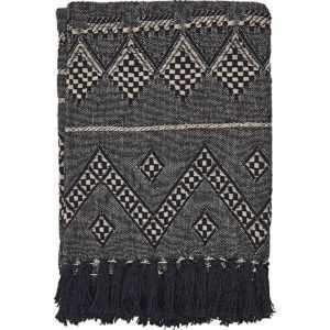 Liv Interior Strickdecke Plaid Sofadecke Landhaus Cottage black