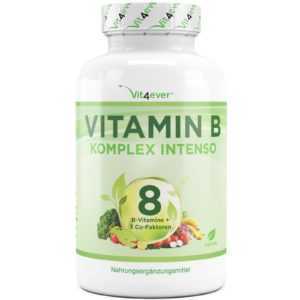 Vitamin B Komplex 180 Kapseln - Alle 8 B-Vitamine + 3 Co-Faktoren - Hochdosiert