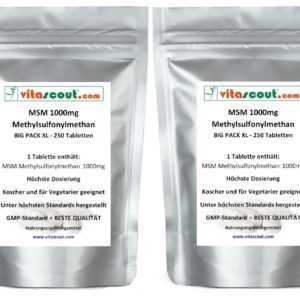 MSM 1000mg - 500 FILM Tabletten VEGAN - MSM in besonders reiner Form  No Kapseln