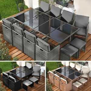 Poly Rattan Sitzgarnitur Gartenmöbel Essgruppe Lounge Sitzgruppe Garten Garnitur
