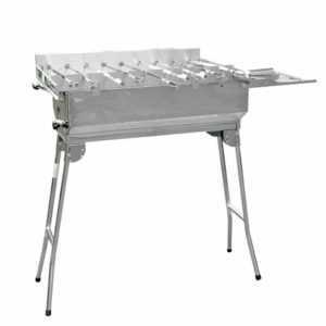 Mangal mit automatischen Drehspieß Edelstahl Schaschlik Grill mit 10 Spießen