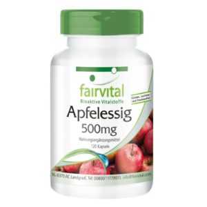 Apfelessig 500 mg - 120 Kapseln | erfrischt und regeneriert | VEGAN | fairvital