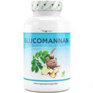 Glucomannan + Chrom 180 Kapseln (vegan) - Hochdosiert - Sättigung Diät abnehmen