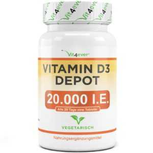 Vitamin D3 20.000 I.E. - 240 Tabletten - Hochdosiert mit 20000 IU - Premium