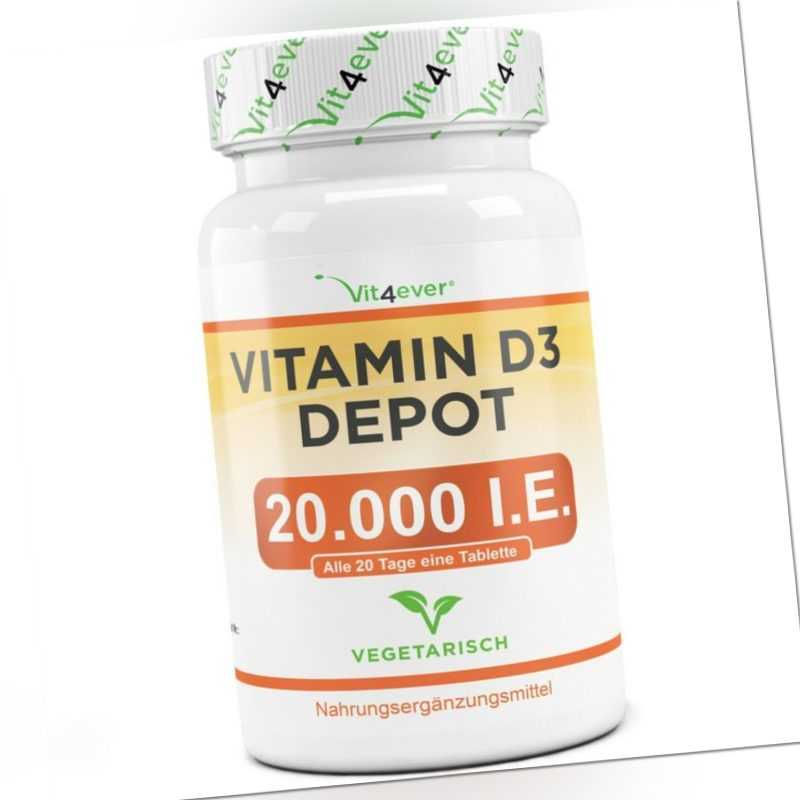 Vitamin D3 20.000 I.E. - 240 Tabletten - Hochdosiert mit 20000 IU - Premium