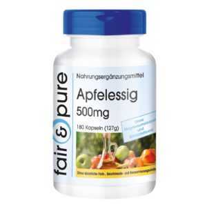 Apfelessig 500mg - 180 Kapseln, vegan, fair & pure