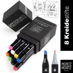 Moritz & Moritz Kreidestifte - Chalk Markers mit Rund und Keilspitze in 8 Farben