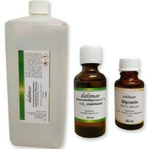 Set Alkohol 96,6 % 1 Liter + Glycerin + Wasserstoffperoxid für WHO-Rezept