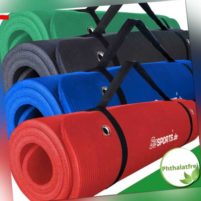ScSPORTS® Gymnastikmatte Yogamatte Fitnessmatte 185 x 80 x 1,5 cm mit Ösen